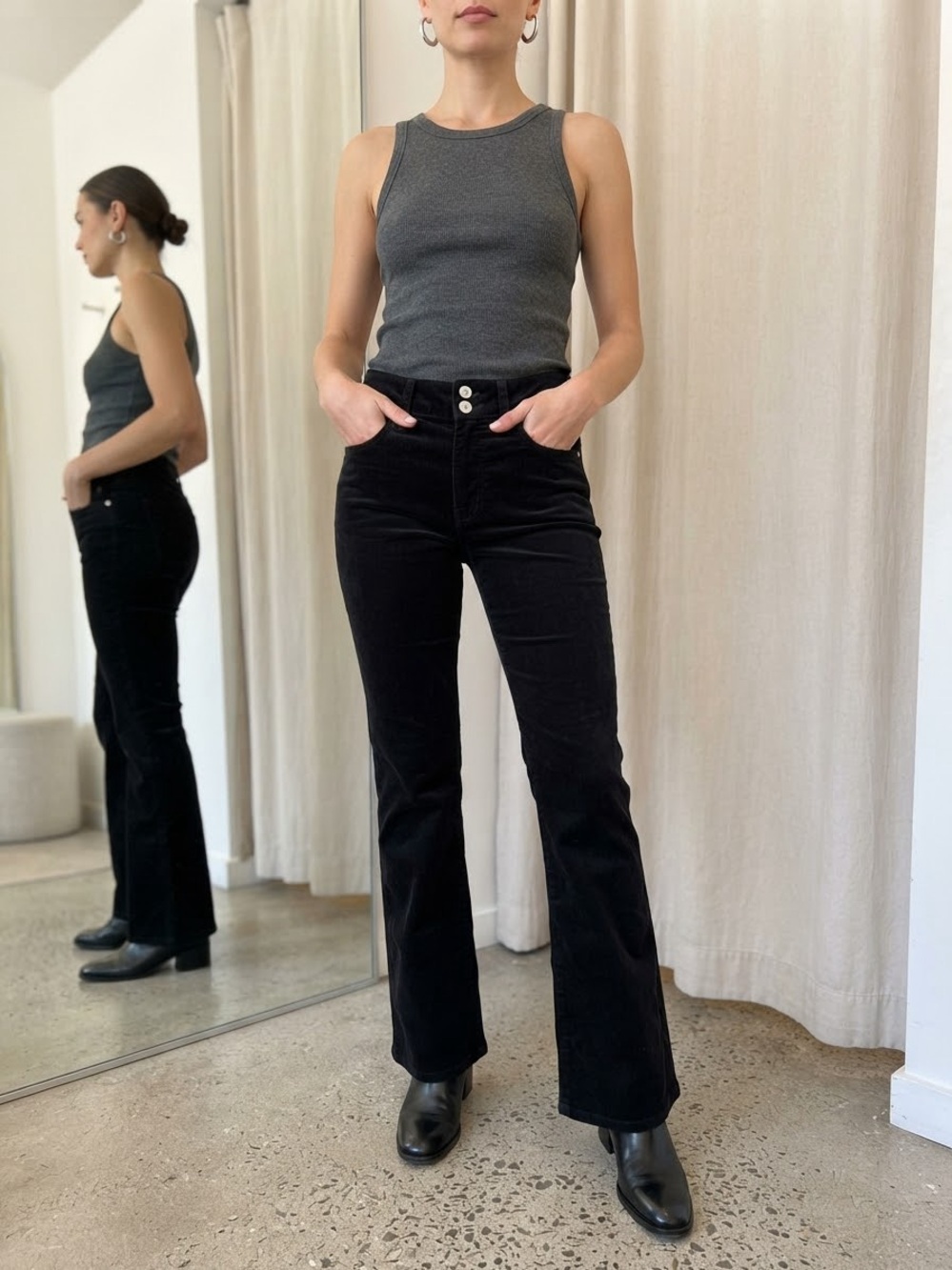 LONDONJEAN Black Corduroy Bootcut Flare Pants